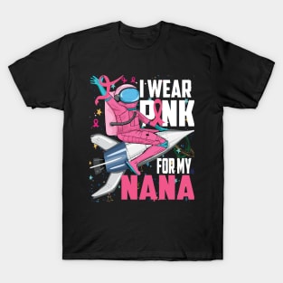 I Wear Pink For My Nana Breast Cancer Awareness Grandma Kids T-Shirt